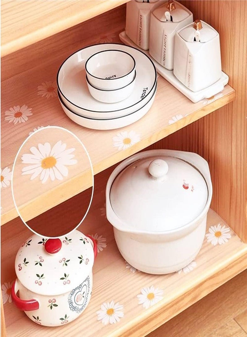 Shelf Liners for Kitchen Cabinet, Waterproof Drawer Liner for Bathroom, Reflective Mat, Non-Slip Sink Liner, Non Adhesive EVA Cabinet Mat - Clear Daisy - Image 5
